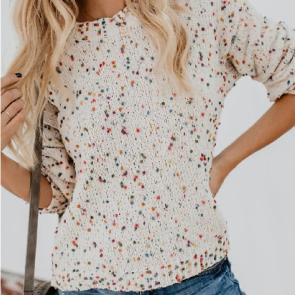 DEE ELLY Women’s Sweater Popcorn Funfetti Knit Distress Drop Shoulder Size Small - Picture 3 of 16